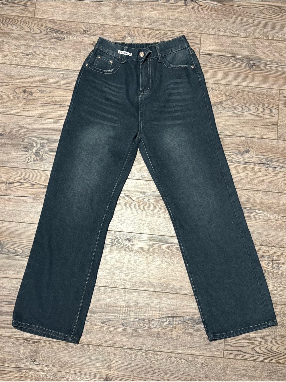 Handmade Martin large blue jeans wide leg preppy boho